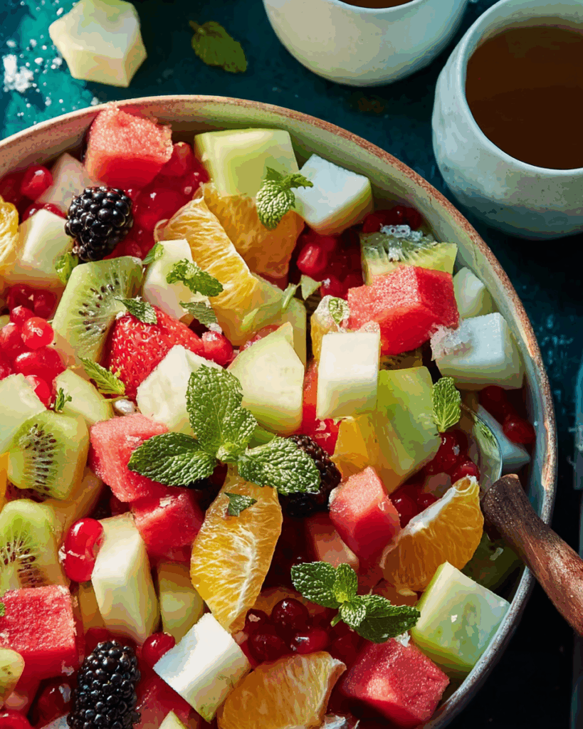 Bunte Macedonia di Frutta mit frischer Minze