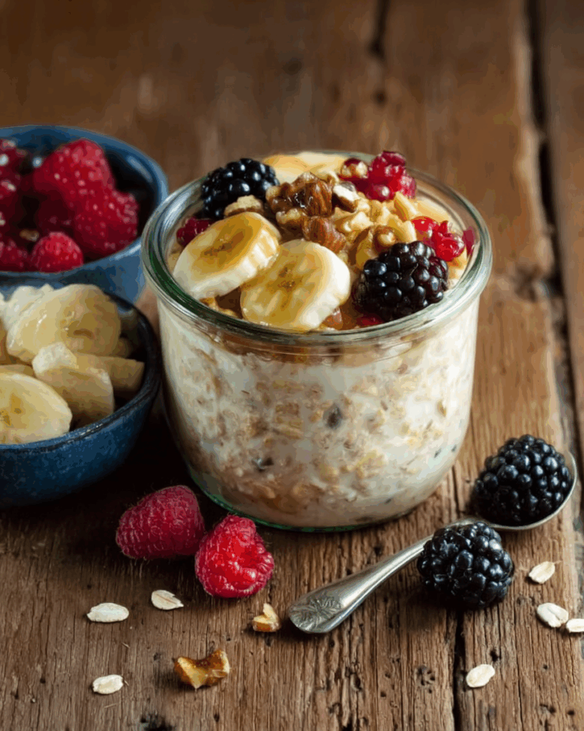 Cremige Overnight Oats mit Beeren & Nüssen
