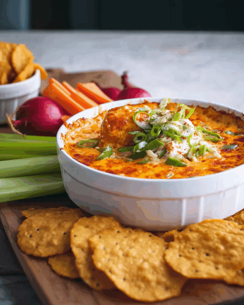 Cremiger Buffalo-Hähnchen-Dip mit Käse und Würze