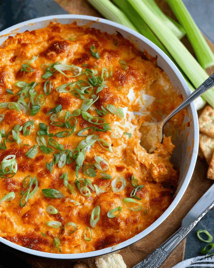 Cremiger Buffalo Chicken Auflauf mit Käsekruste