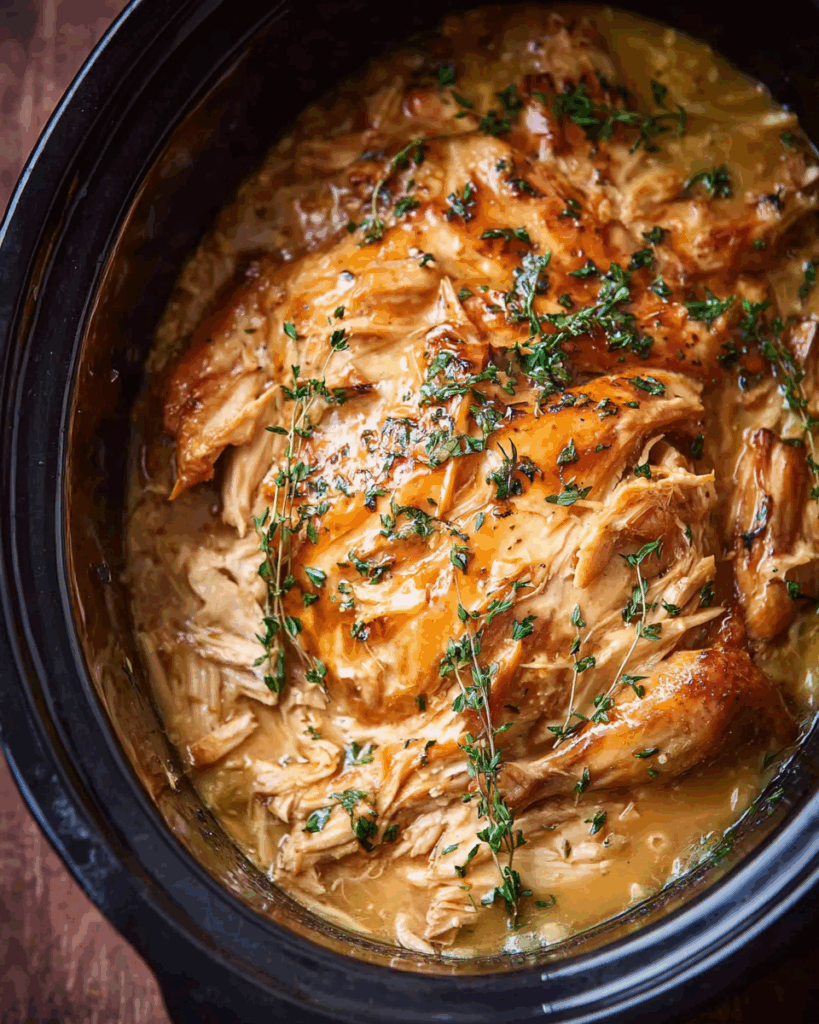 Crockpot-Hähnchen mit cremiger Bratensoße