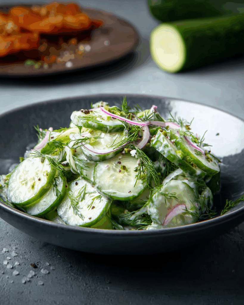 Omas Gurkensalat mit Sahne und Dill