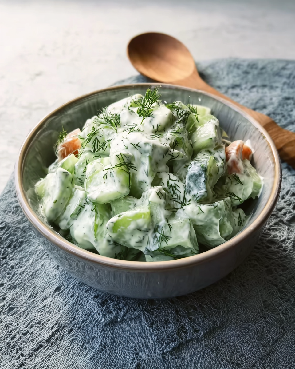 Erfrischender Gurkensalat mit Joghurt-Dressing und Dill