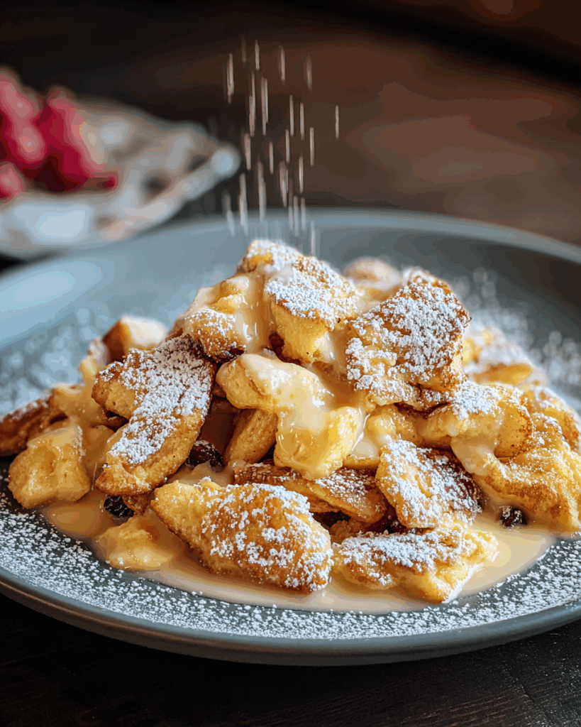Fluffiger Kaiserschmarrn mit karamellisierten Rosinen und Puderzucker