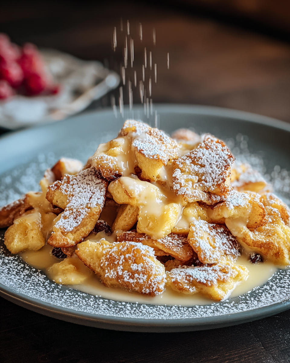 Fluffiger Kaiserschmarrn mit karamellisierten Rosinen und Puderzucker
