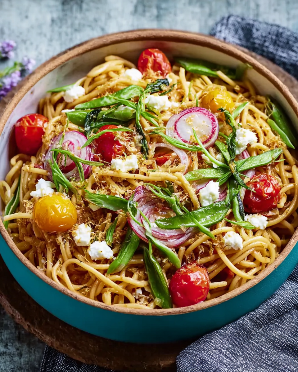 Frischer Nudelsalat mit getrockneten Tomaten und Feta