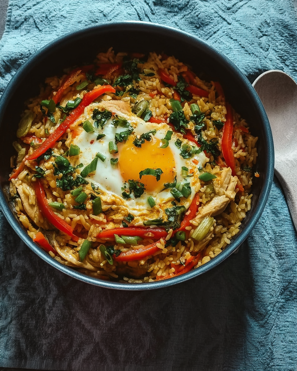 Gebratener Reis mit Ei und Frühlingszwiebeln