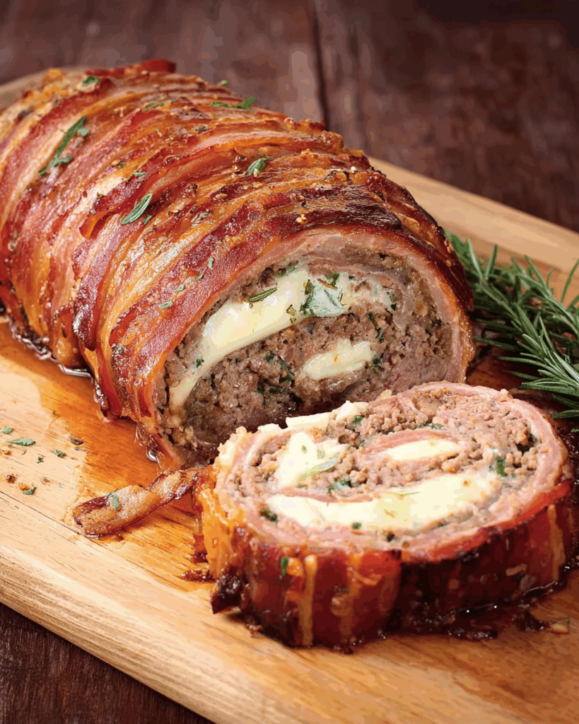 Hackfleisch-Bacon-Käse-Rolle