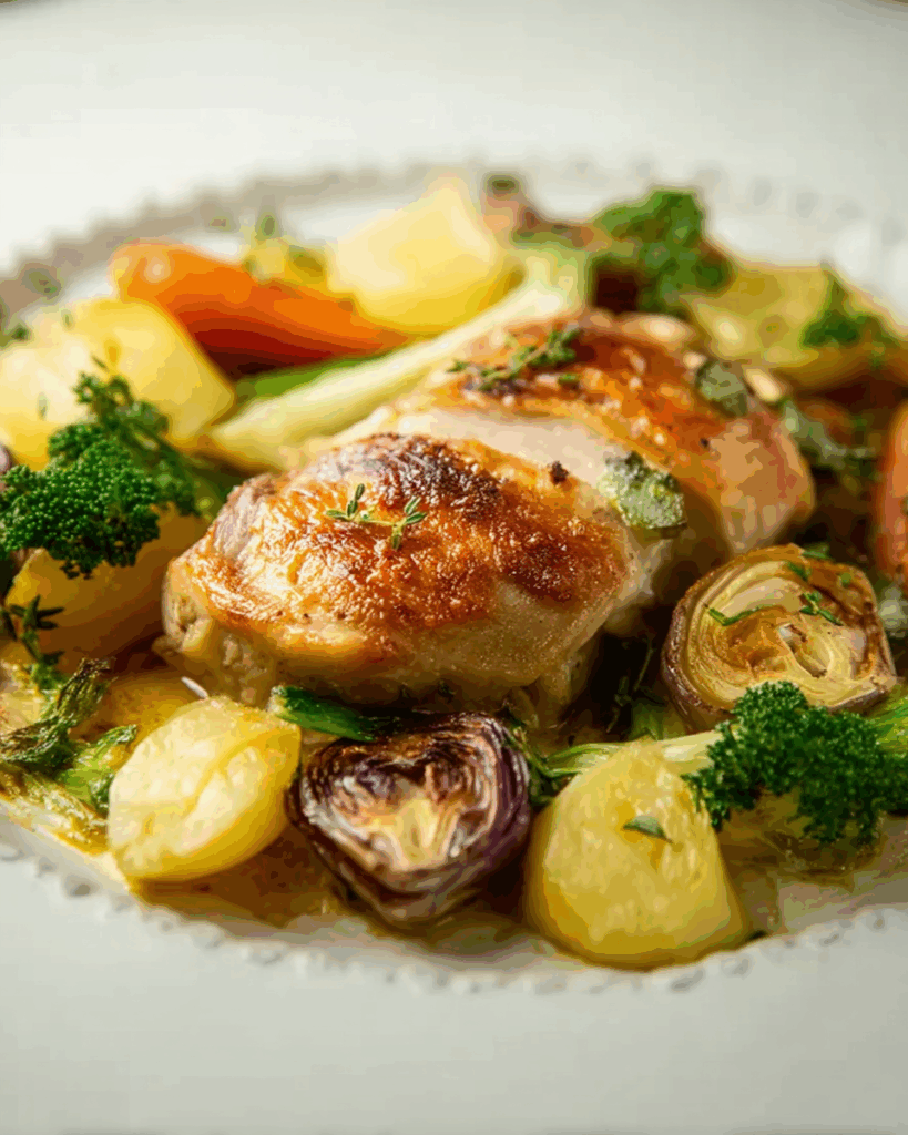 Hähnchen mit Gemüse aus dem Ofen