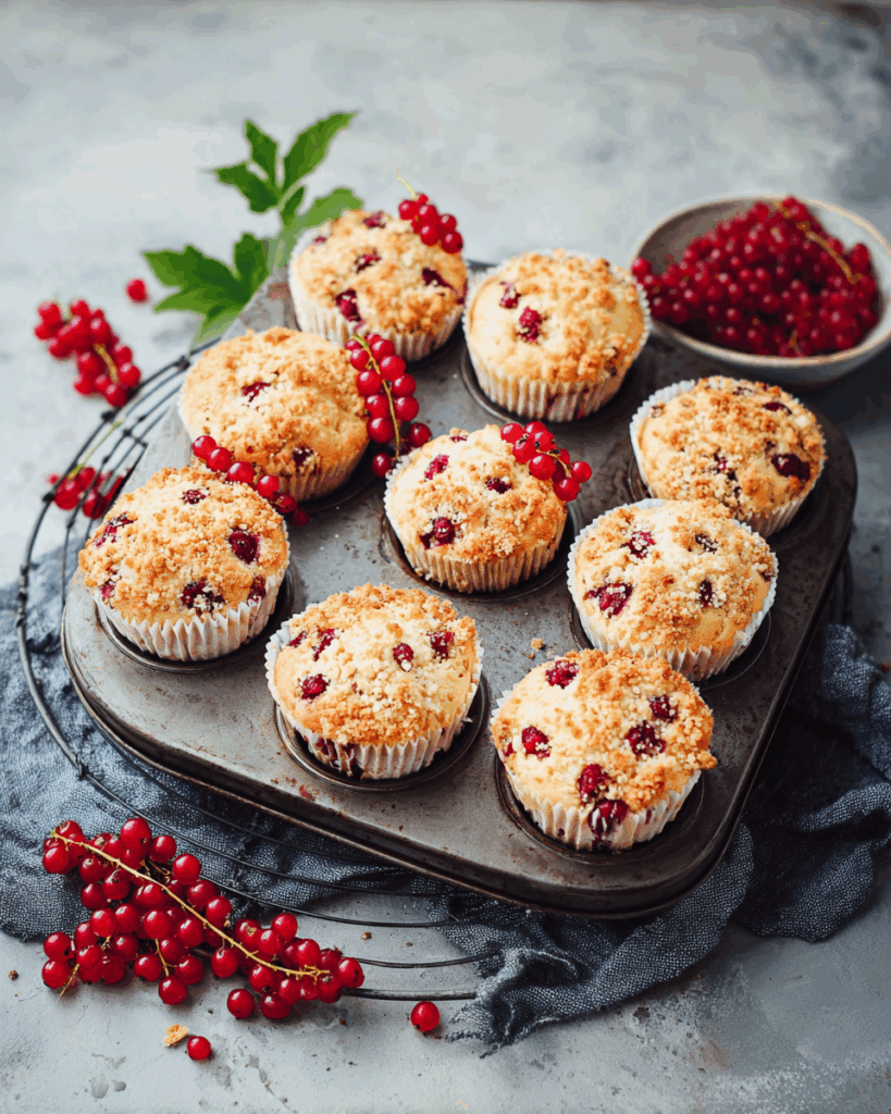 Johannisbeer-Joghurt-Muffins mit Streuseln
