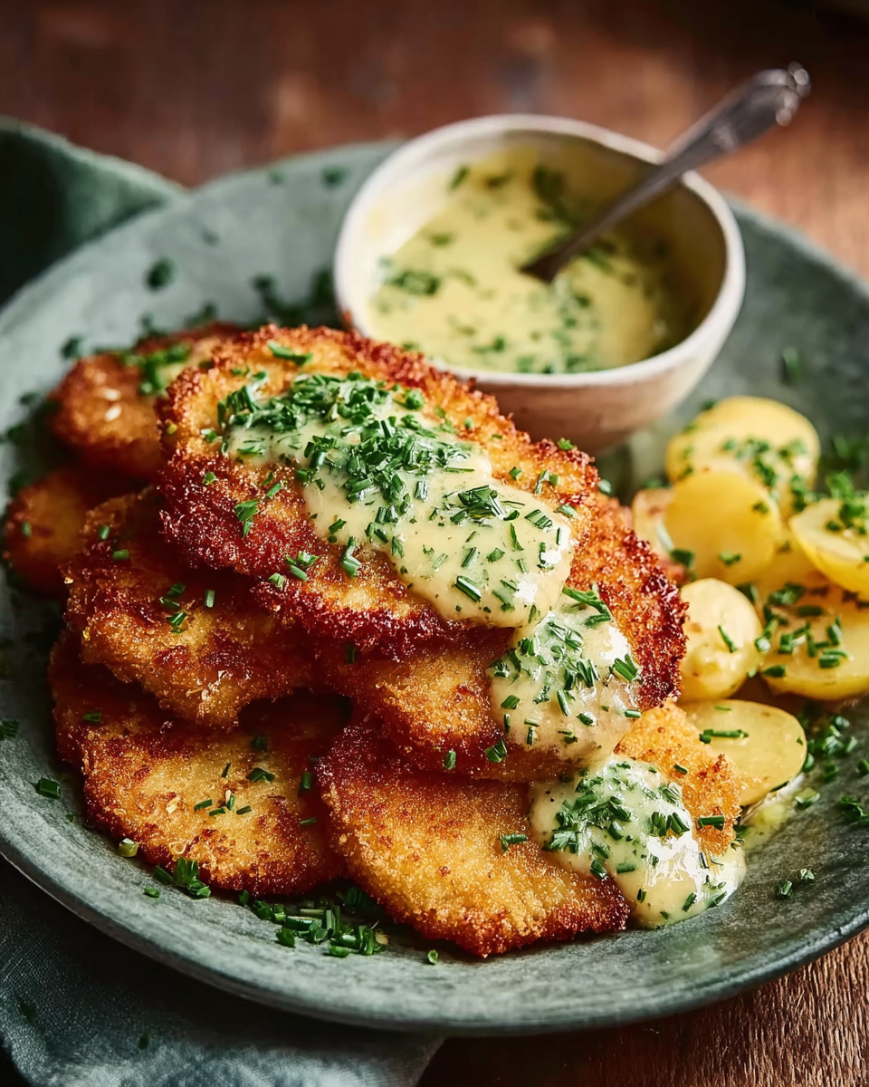 Kohlrabischnitzel mit Kerbelsauce