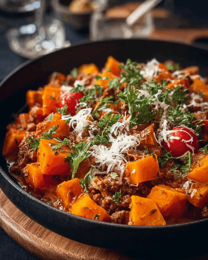 Kürbis-Pfanne mit Hackfleisch