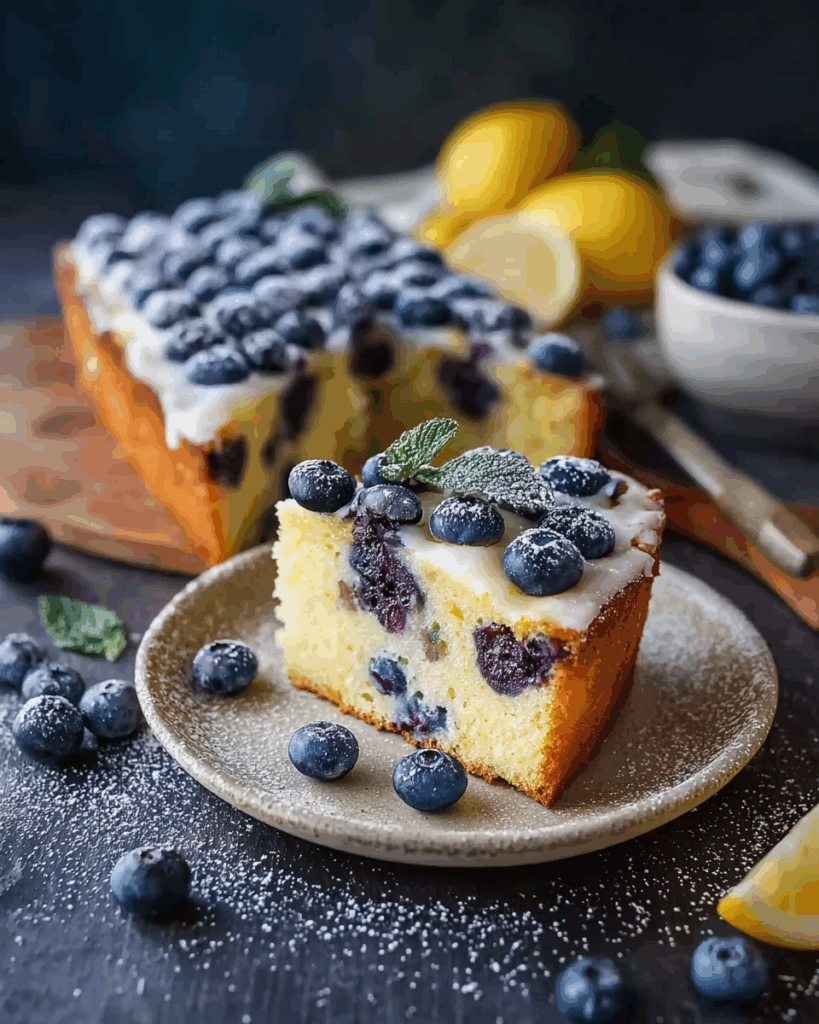 Leichter Joghurtkuchen mit Blaubeeren und Zitrone