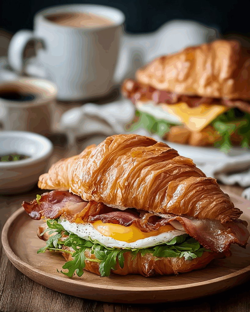 Maple-Senf-Croissant-Frühstücks-Sandwich