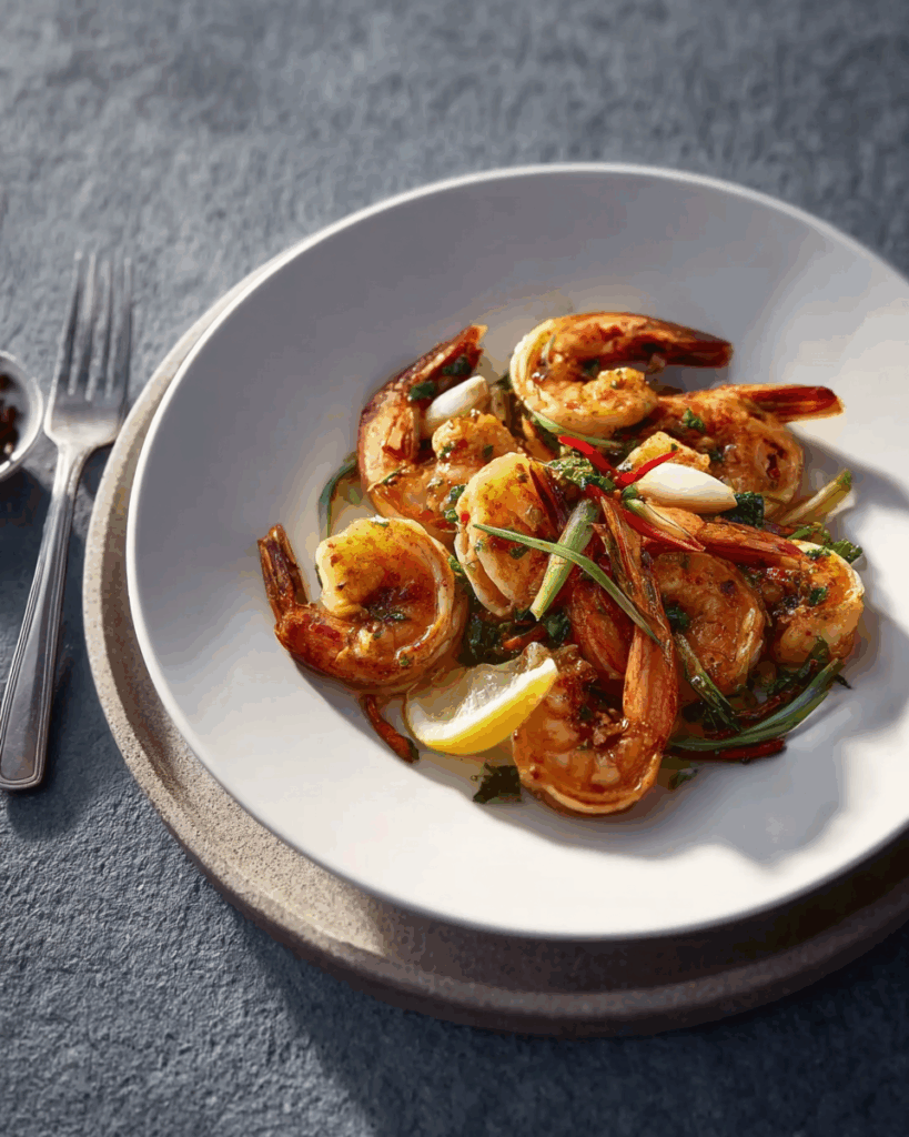 Mediterrane Garnelen mit Chili und Knoblauch