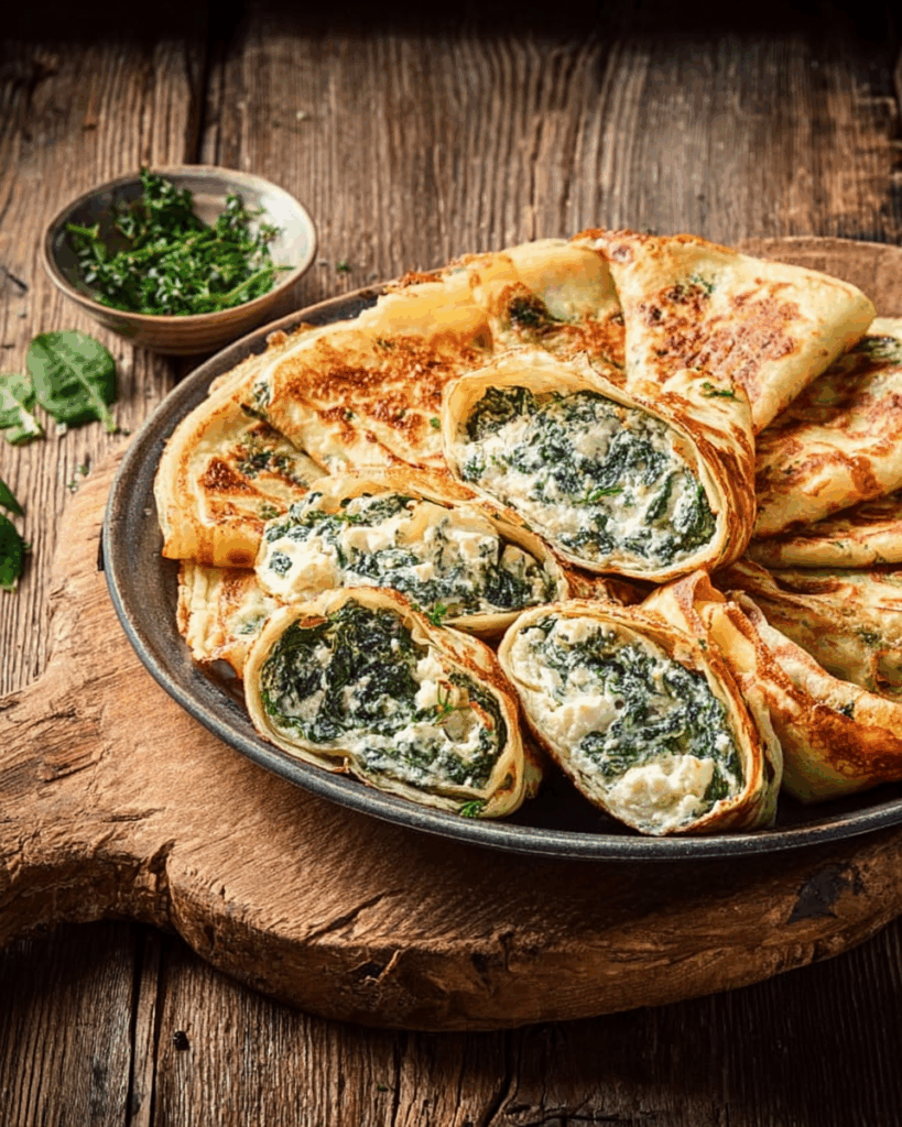 Pfannkuchen mit Spinat-Ricotta-Füllung
