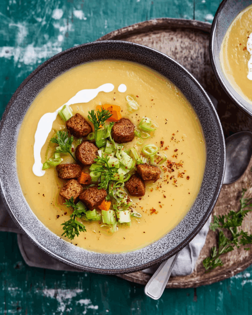 Samtige Kartoffelsuppe mit Lauch & Sahne