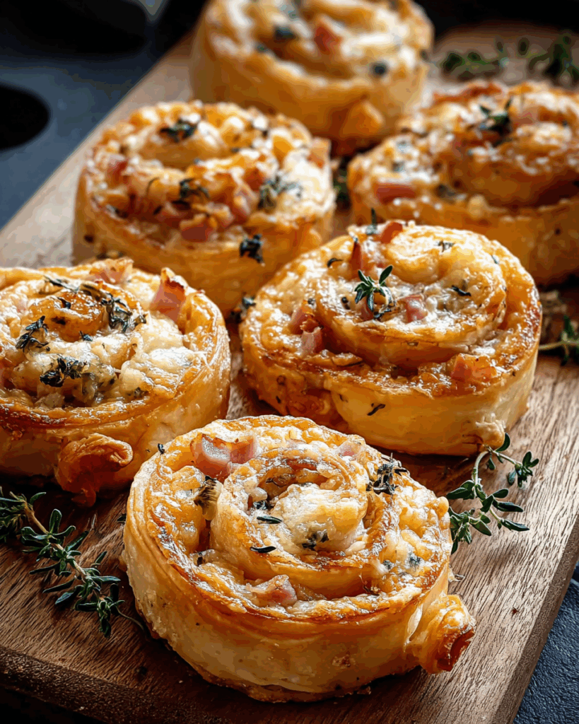 Schinken-Käse-Blätterteig Schnecken