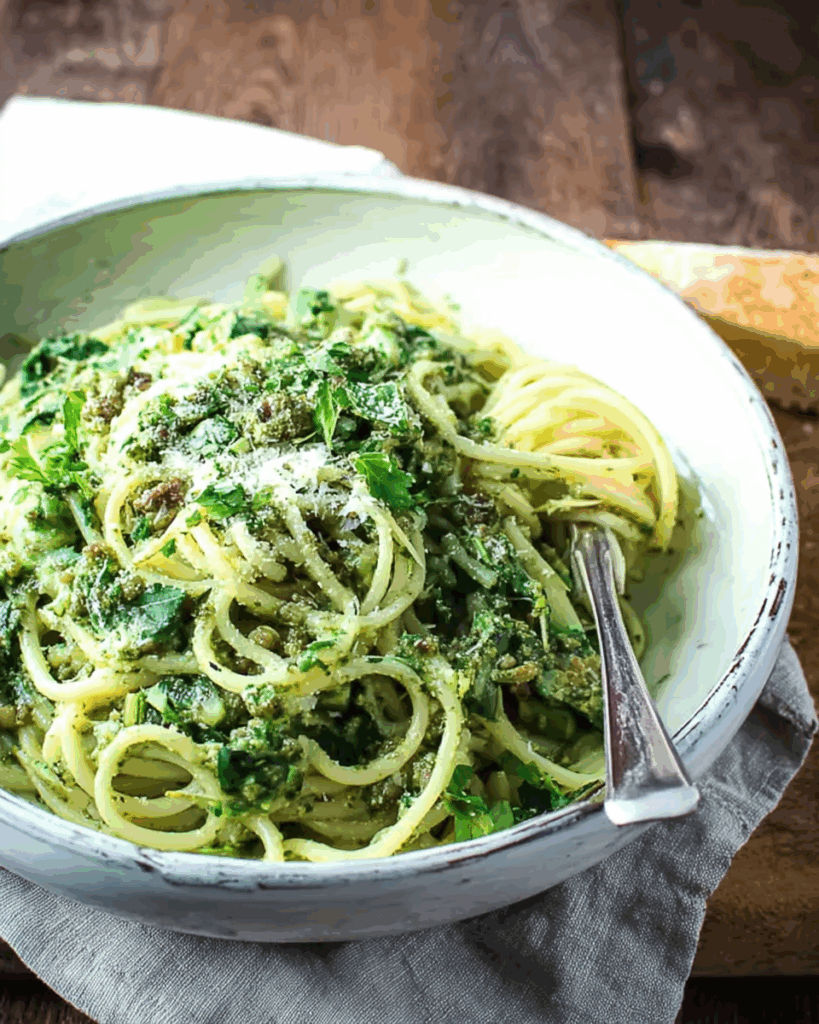 Spaghetti in grüner Kräutersauce