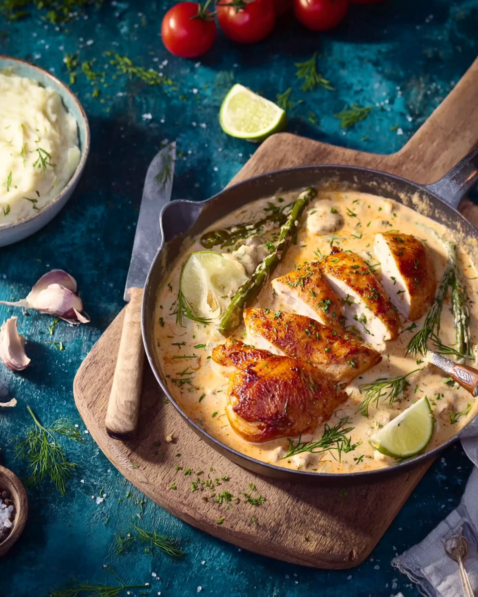 Zartes Hähnchen in cremiger Joghurt-Kräutersauce