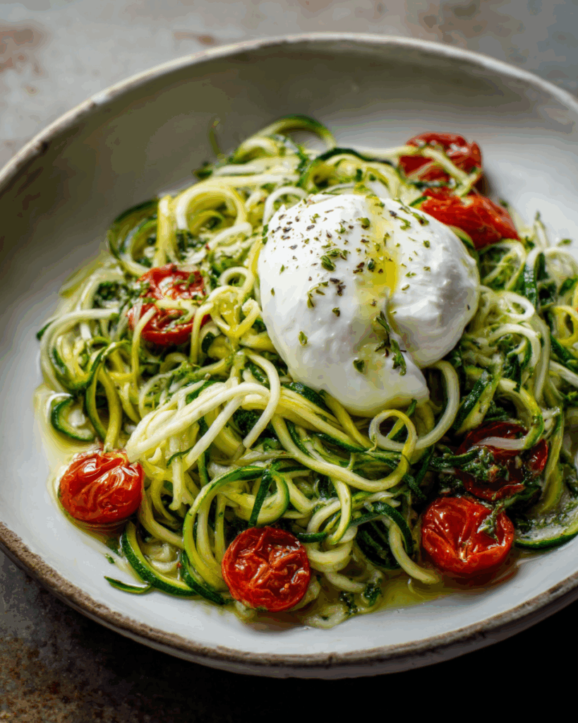 Zucchininudeln mit Burrata