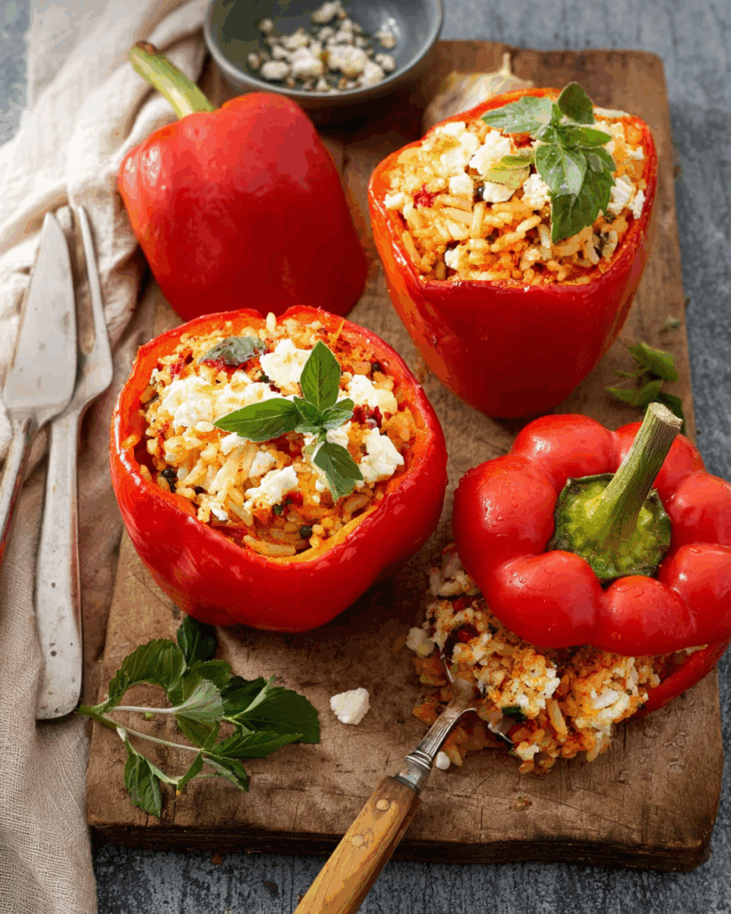 Gefüllte Paprika mit Reis und Feta
