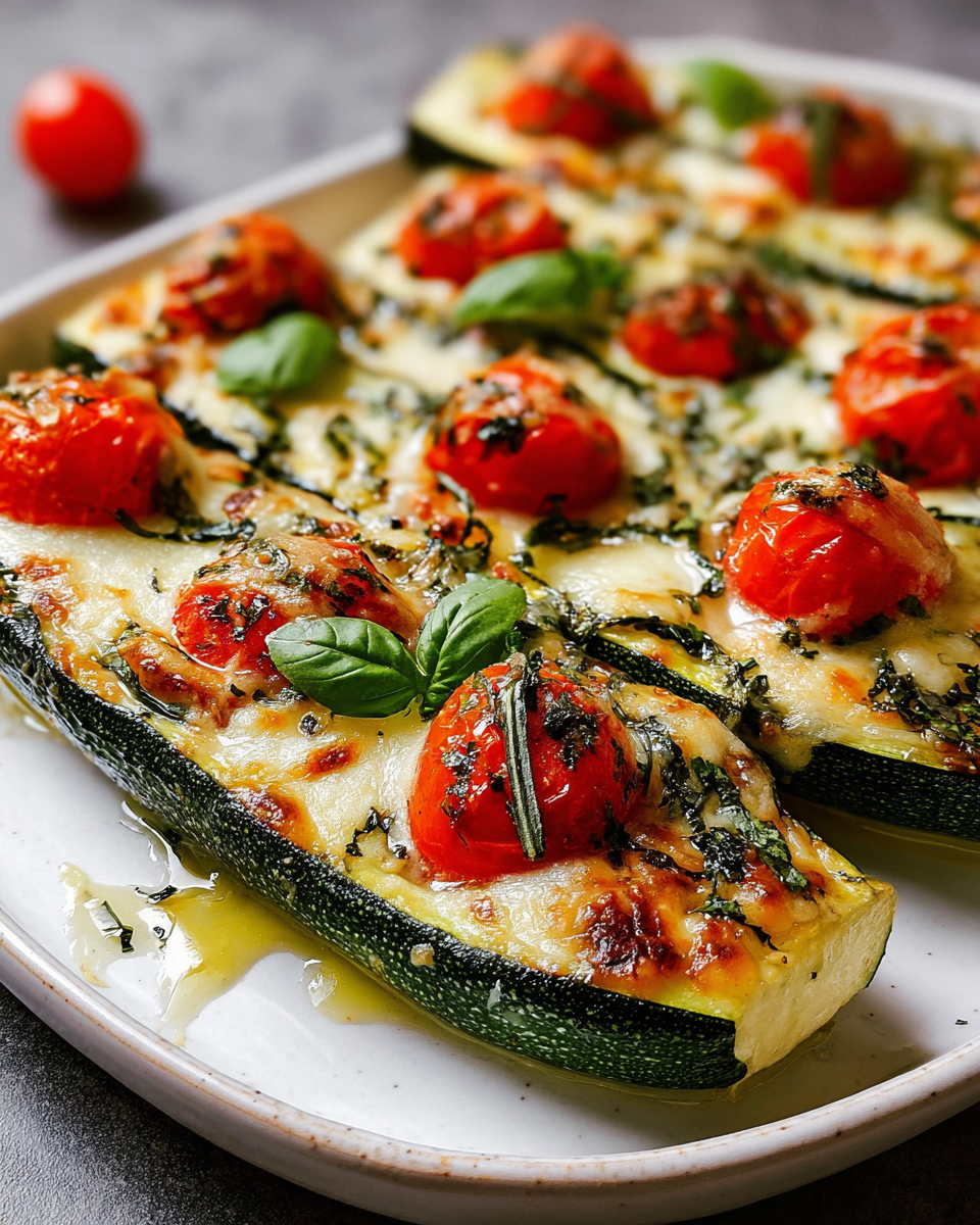 Gefüllte Zucchini mit Tomaten und Mozzarella