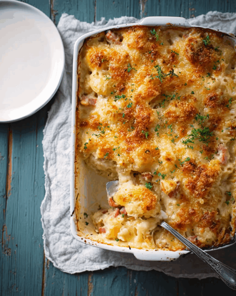 Nudel-Schinken-Gratin
