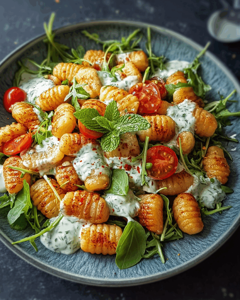 Knuspriger Gnocchi-Salat mit Joghurt-Dressing