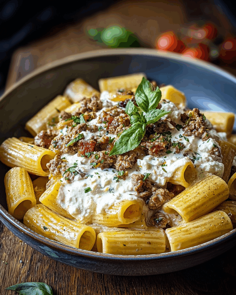 Rigatoni mit Hackfleisch-Feta-Creme