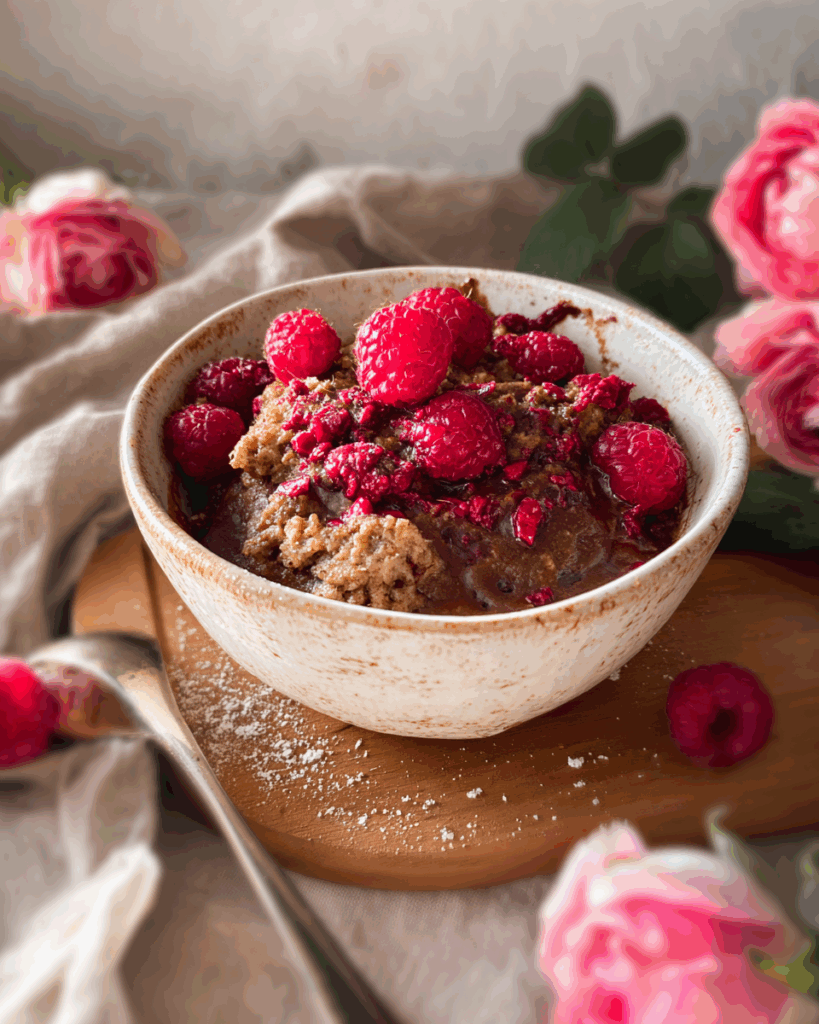 Vegane Baked Oats mit Himbeeren