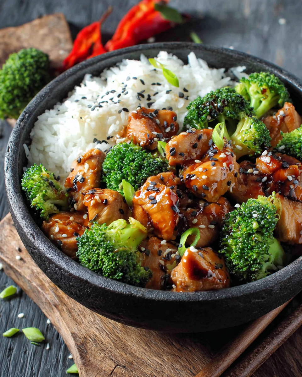 Chicken Teriyaki mit Brokkoli und Reis