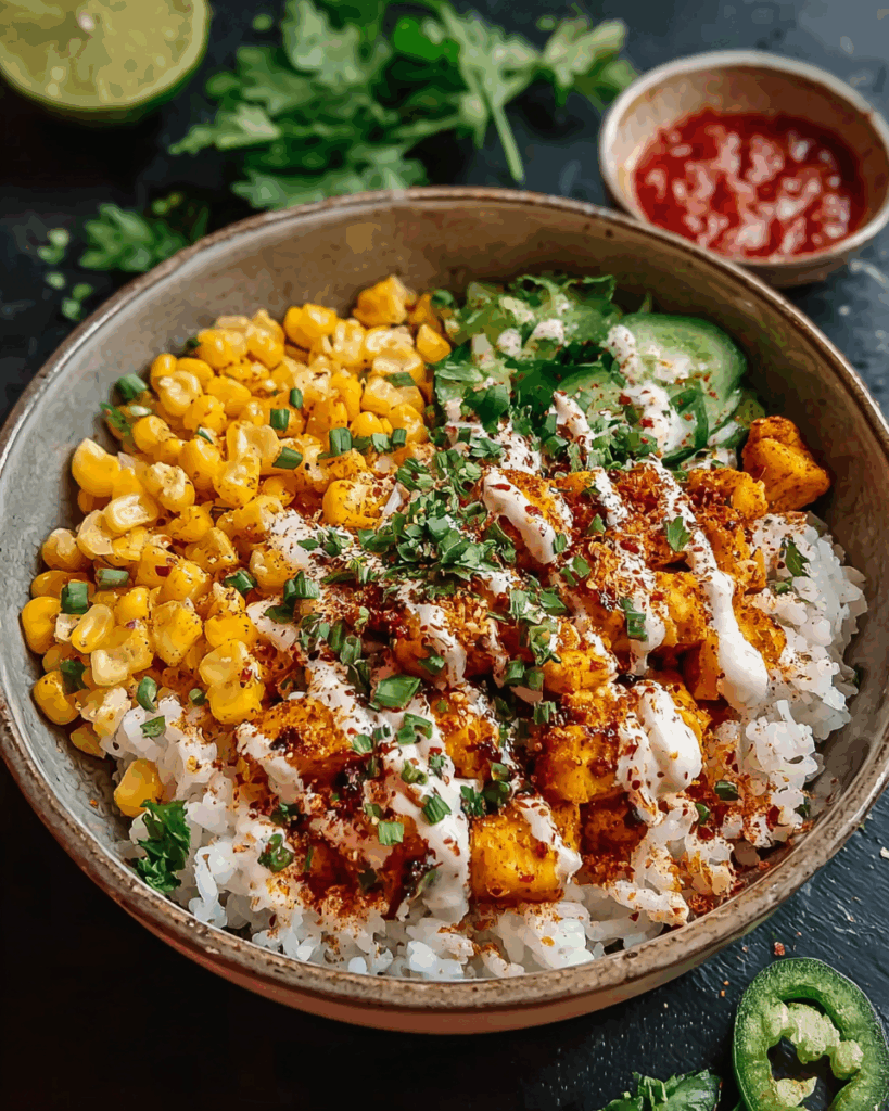 Street Corn Hähnchen Reis Bowl