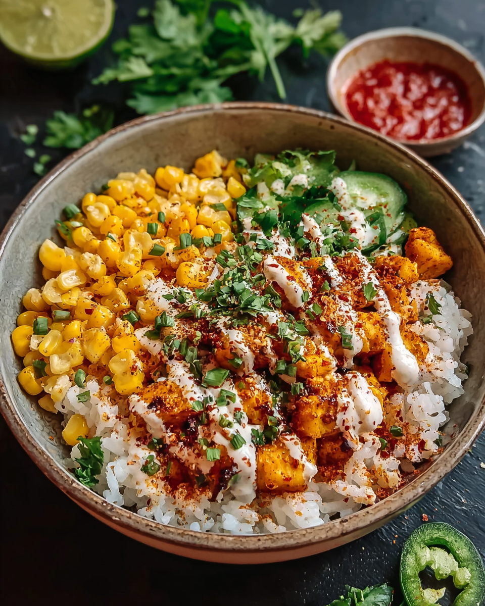 Street Corn Hähnchen Reis Bowl