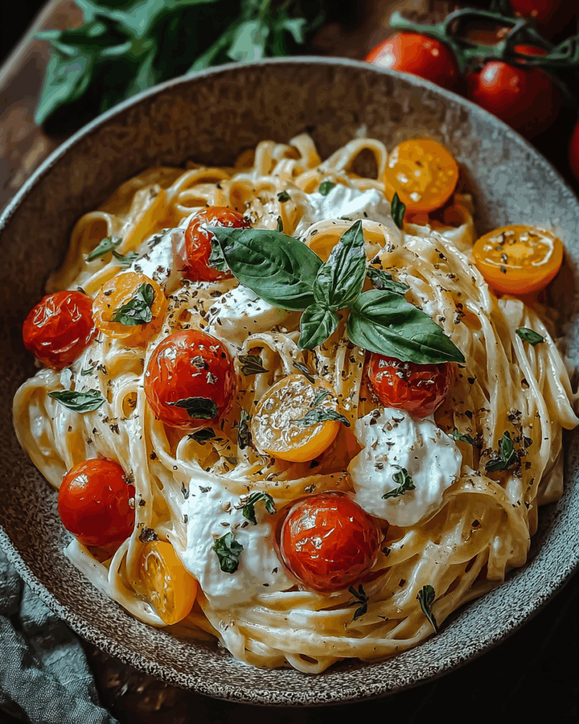 Burrata Pasta mit einer cremigen Sauce