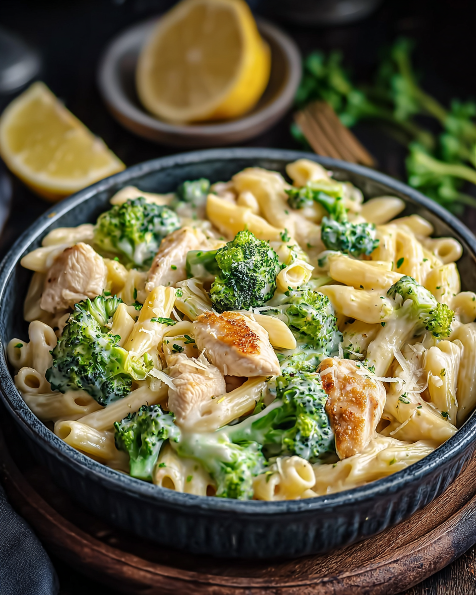 Cremige Hähnchen-Brokkoli-Pasta