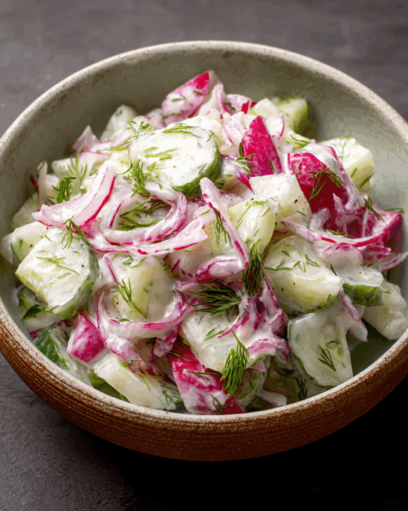 Radieschen-Gurken-Joghurt-Salat