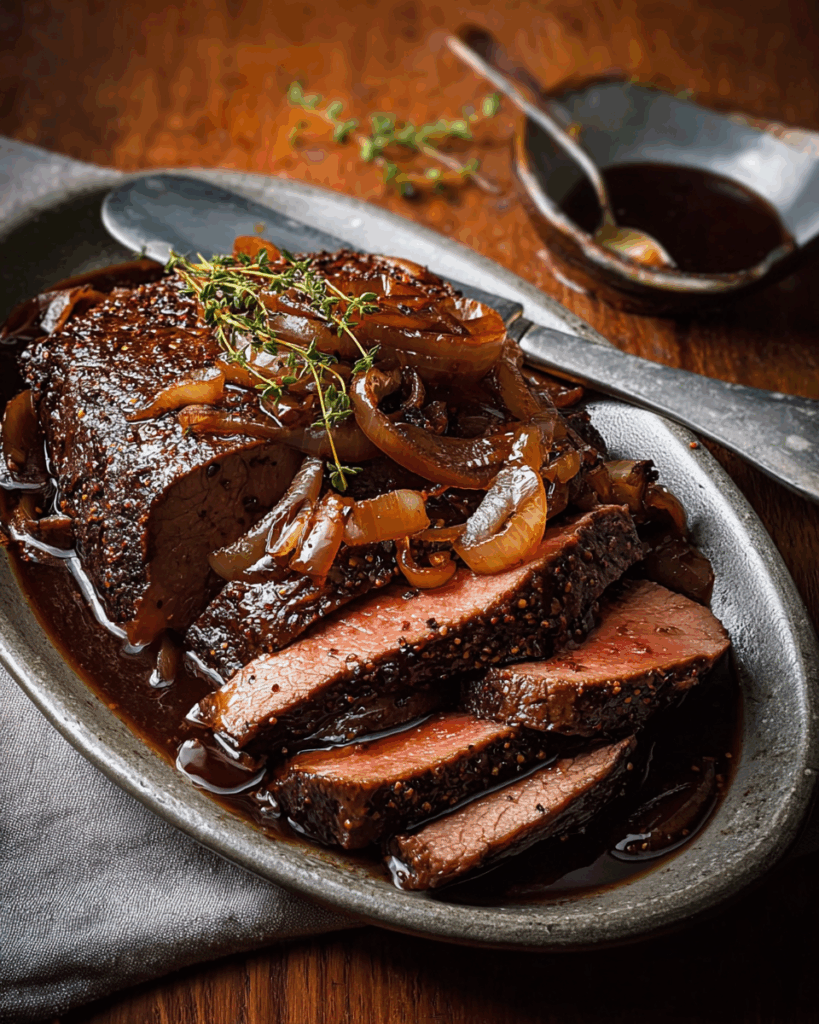 Rinderbrust in Balsamico-Zwiebelsauce