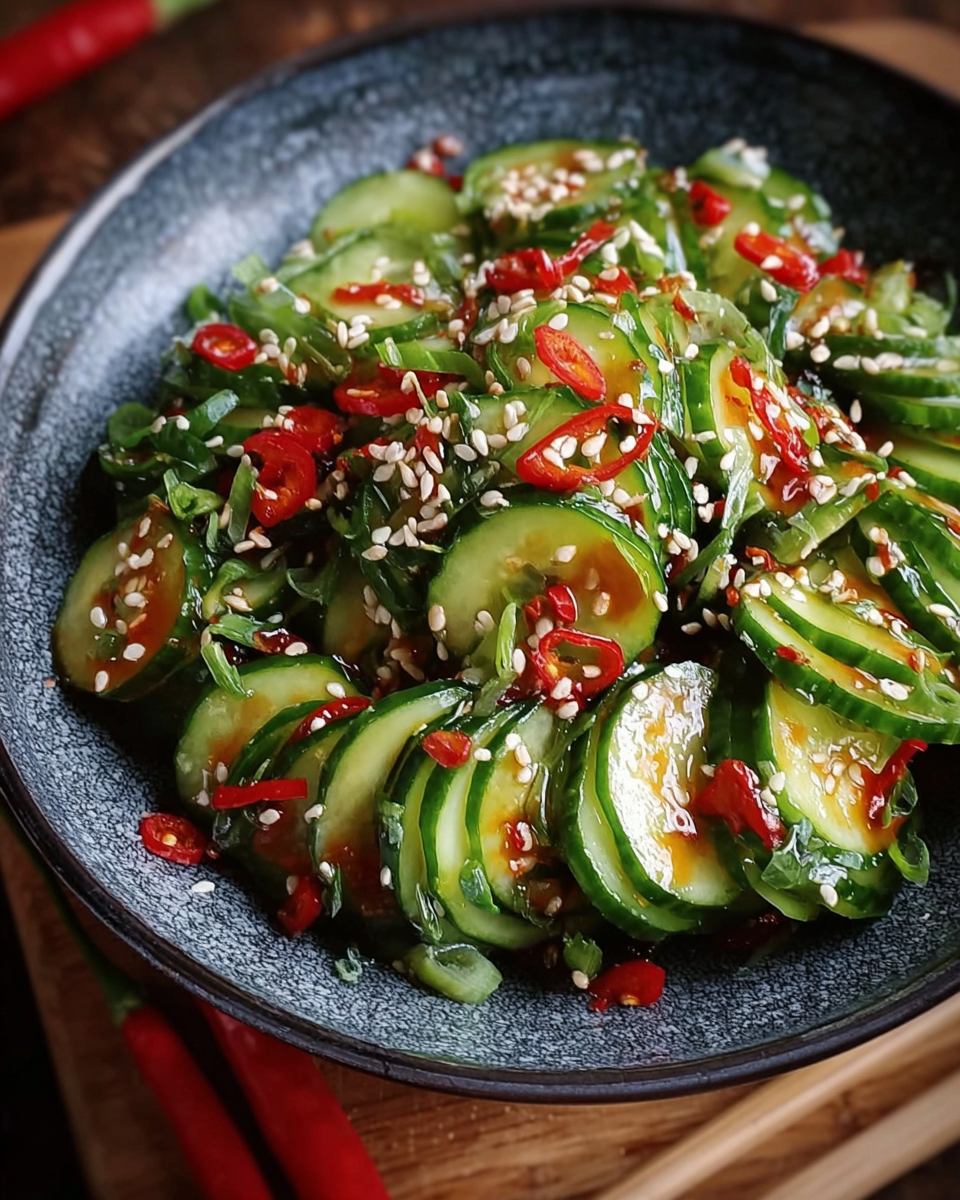Asiatischer Gurkensalat mit Chili & Sesam