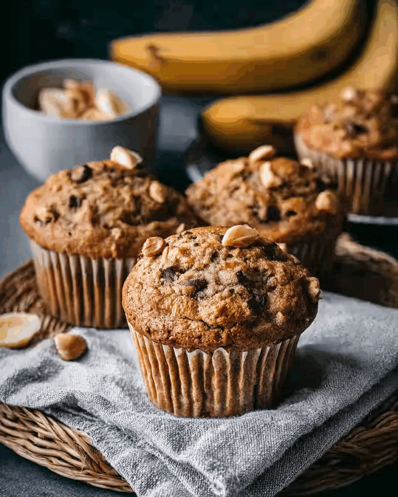 Gesunde Erdnussbutter-Bananen Muffins