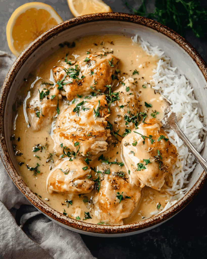 Crockpot Hähnchen mit cremiger Bratensauce