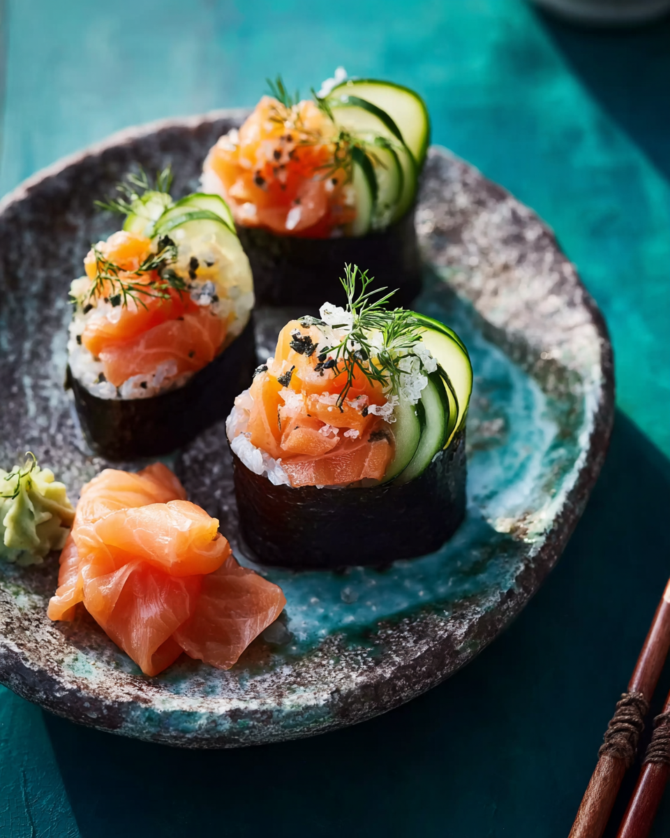 Zweierlei Lachs Gunkanmaki