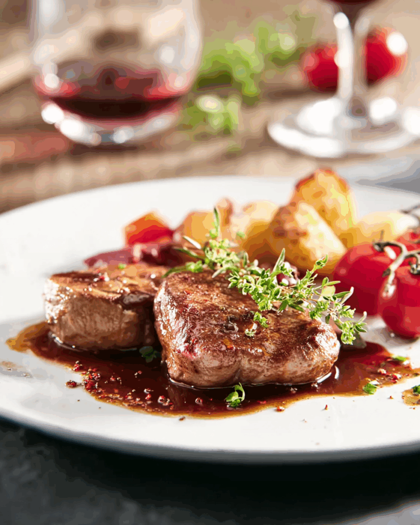 Rehmedaillons mit Rotweinsauce