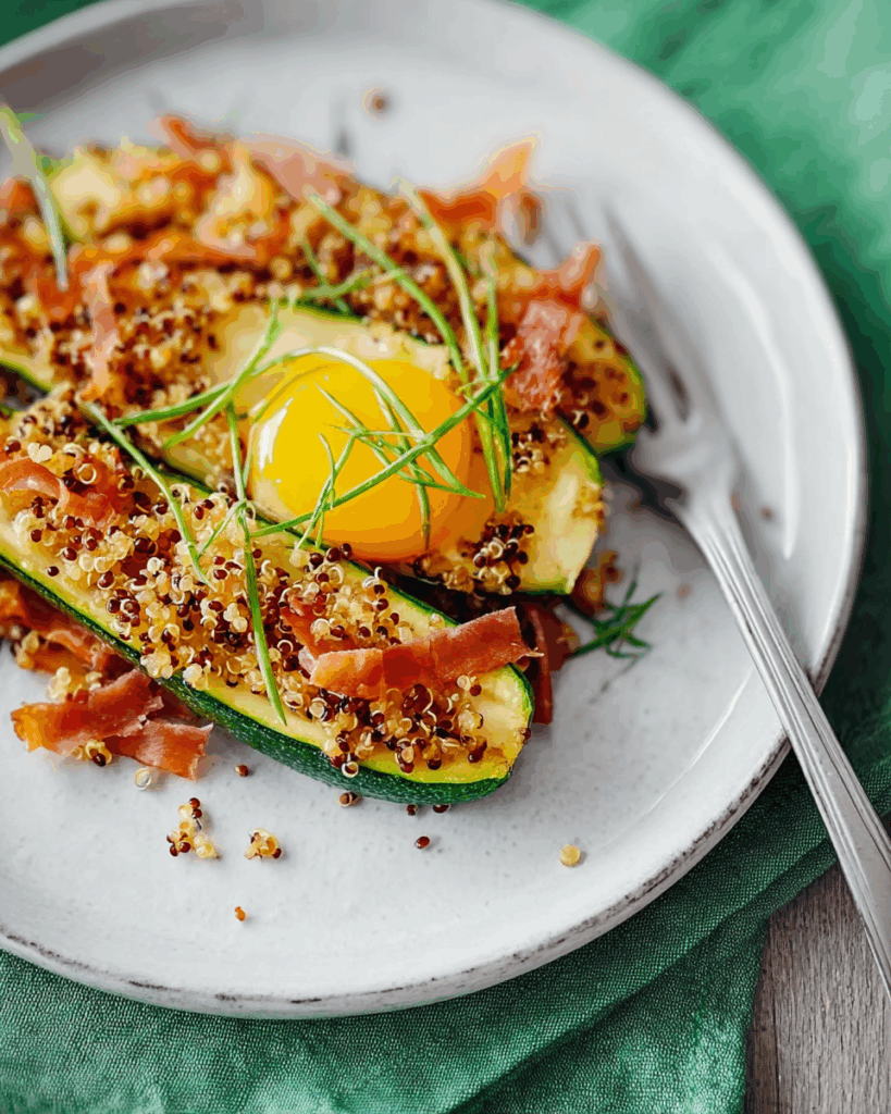 Gefüllte Zucchini mit Quinoa und Gemüse
