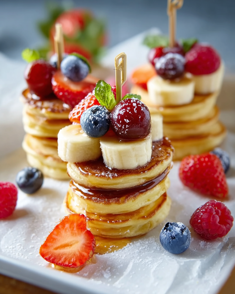 Mini-Pancake-Spieße mit Obst