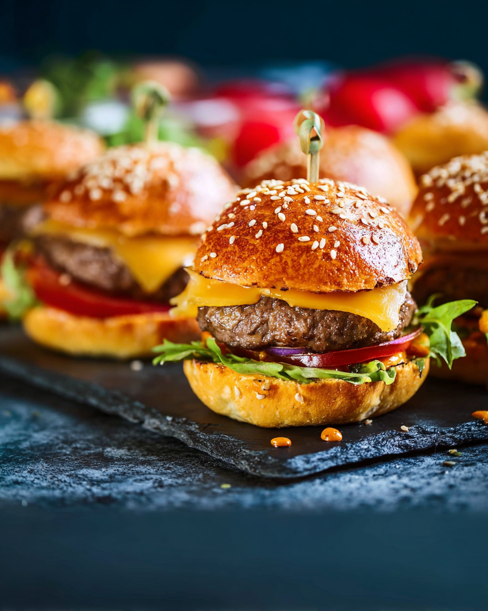 Mini-Burger mit Rinderhack und Honig-Senf-Sauce