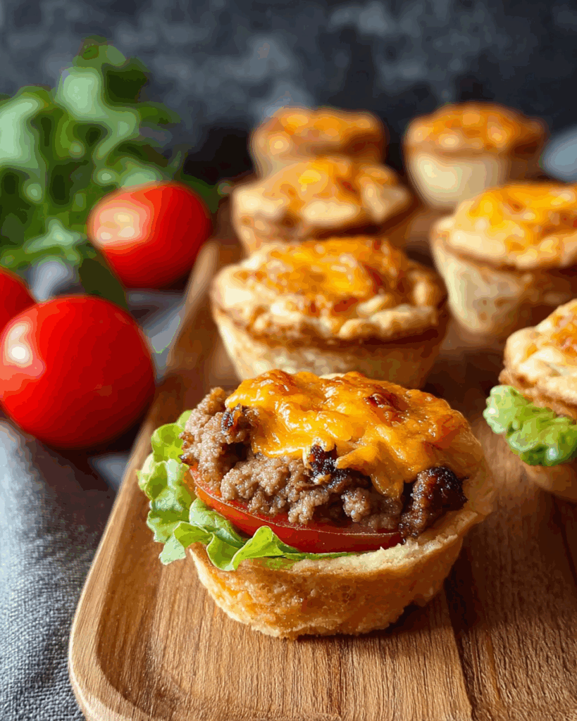 Herzhafte Cheeseburger-Muffins im Blätterteigmantel