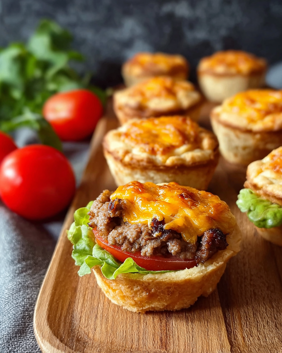 Herzhafte Cheeseburger-Muffins im Blätterteigmantel