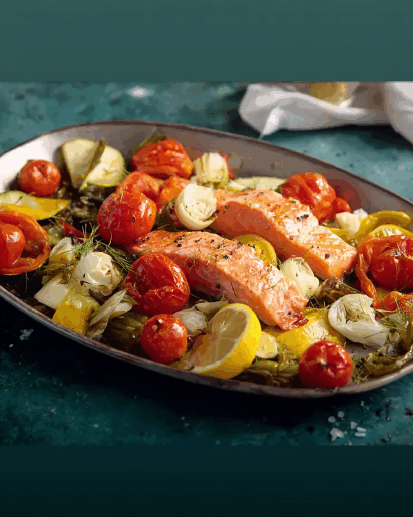 Low Carb Lachs mit Ofengemüse