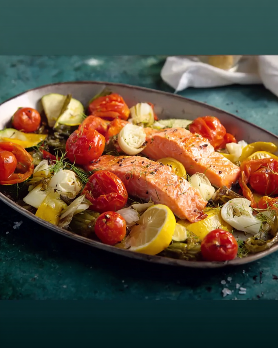 Low Carb Lachs mit Ofengemüse